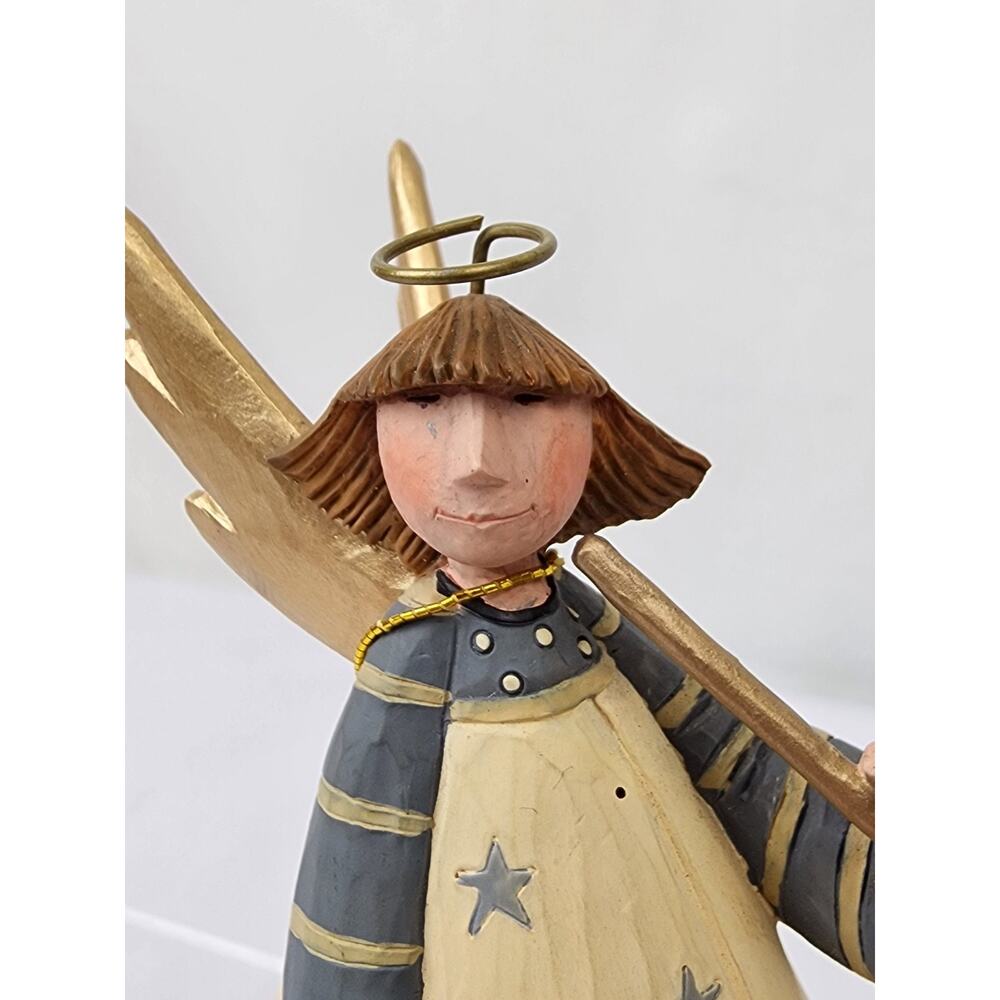 Williraye Studio Angel 5.5" Figure WW2822 "Hope" Angel w/Trumpet & Bell Folk Art - Picture 2 of 7